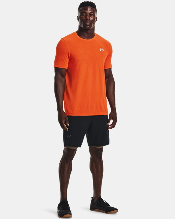 Haut à manches courtes à logo UA Seamless pour homme, Orange, pdpMainDesktop image number 2
